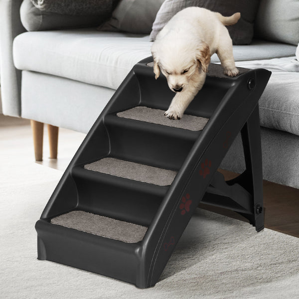 i.Pet Dog Ramp Steps For Bed Sofa Car Pet Stairs Ladder Portable Foldable Black i.Pet