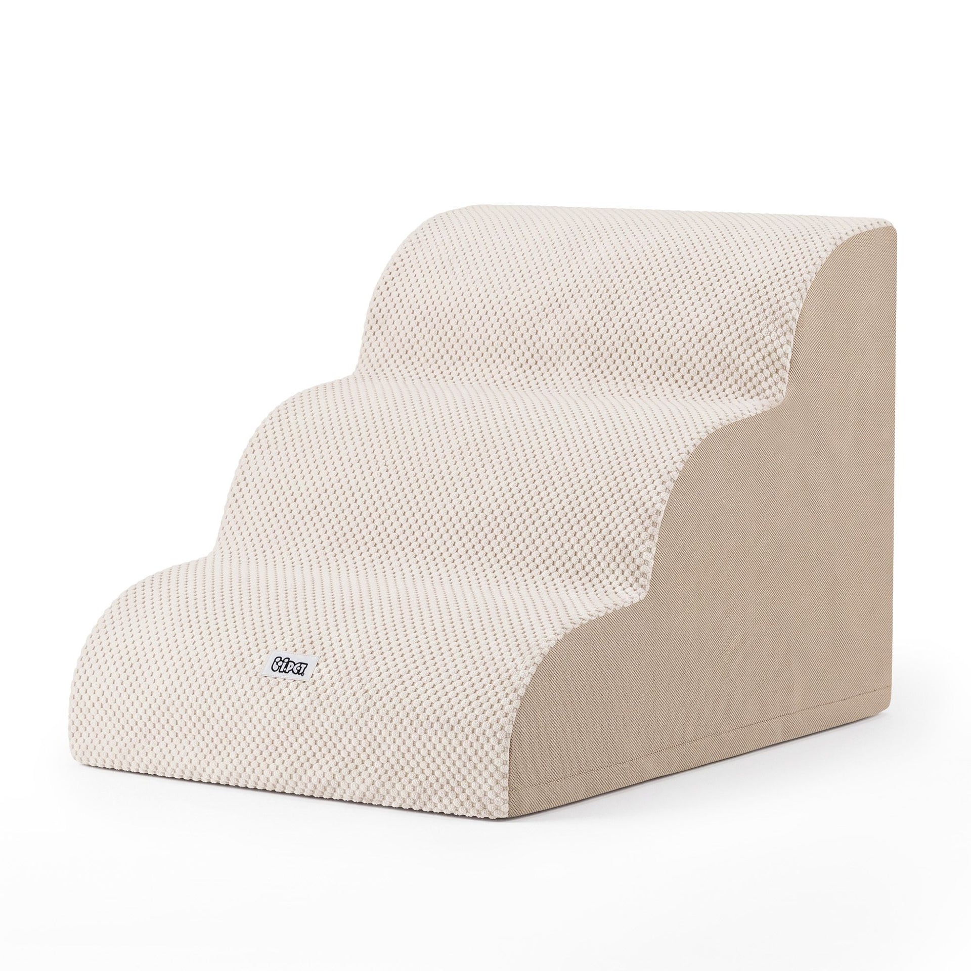 i.Pet Dog Ramp Washable Cover Stairs for Bed Sofa Foam Step Ladder 3 Tier Beige Awezingly