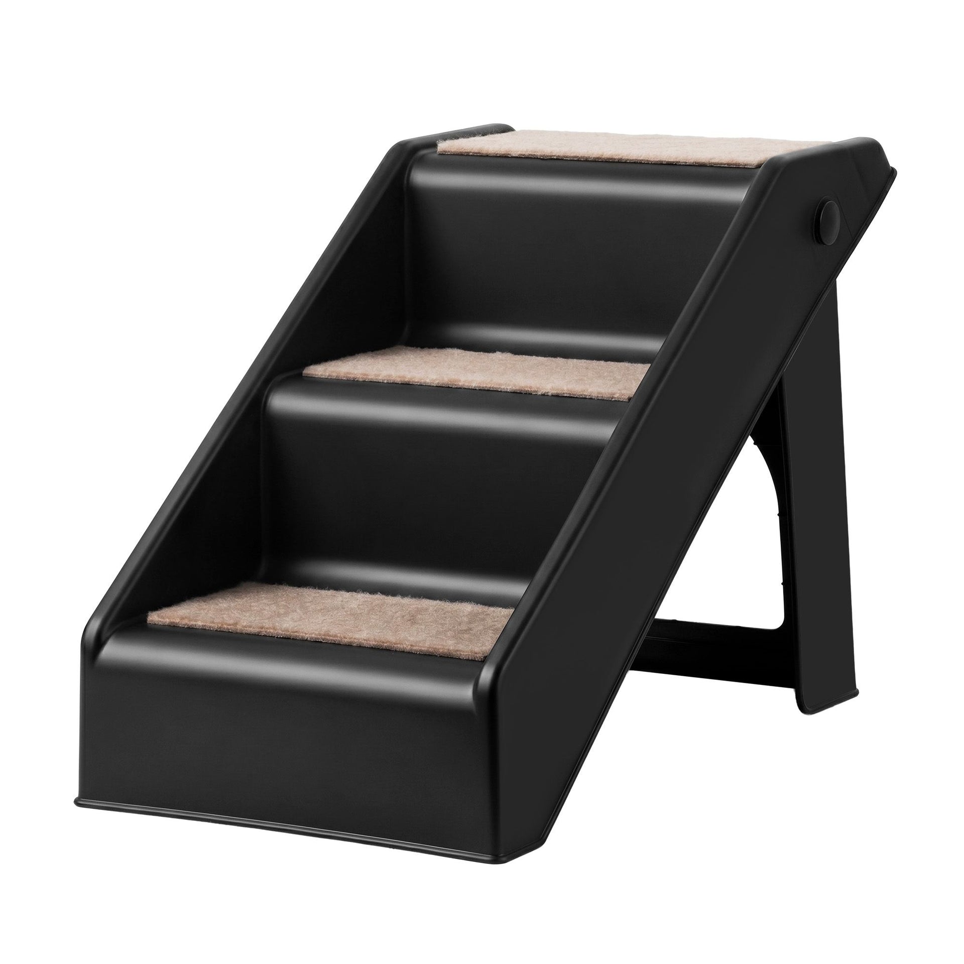 i.Pet Dog Ramp 3 Steps Pet Stairs For Bed Sofa Car Foldable Portable Ladder Black Awezingly