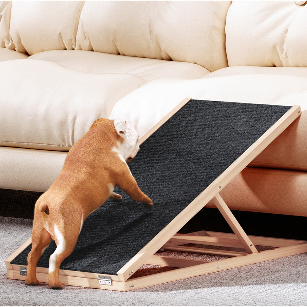 i.Pet Dog Ramp 100cm Adjustable Height Wooden Steps Stairs For Bed Sofa Car Foldable i.Pet
