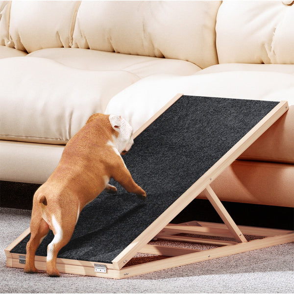 i.Pet Dog Ramp 100cm Adjustable Height Wooden Steps Stairs For Bed Sofa Car Foldable i.Pet