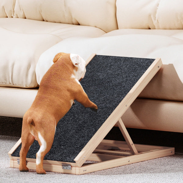i.Pet Dog Ramp 70cm Adjustable Height Wooden Steps Stairs For Bed Sofa Car Foldable i.Pet