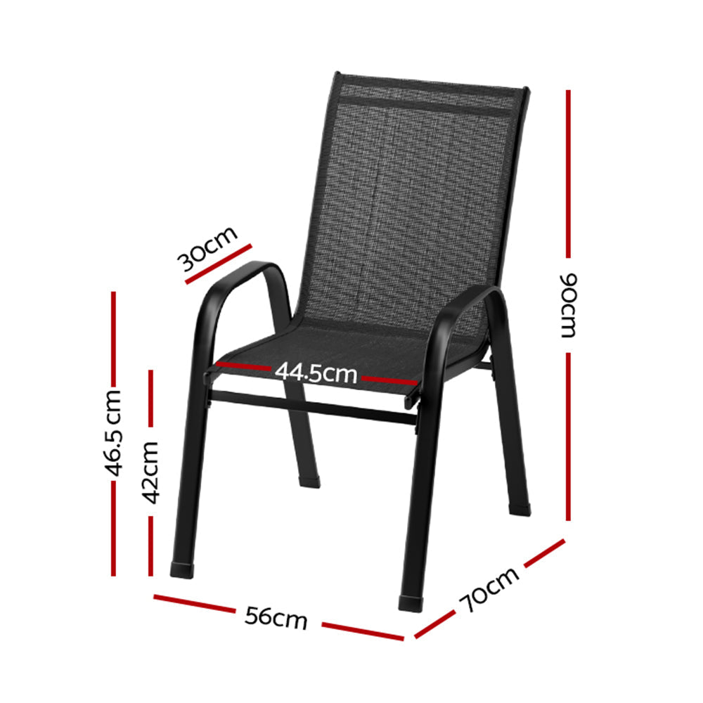 Gardeon 6PC Outdoor Dining Chairs Stackable Lounge Chair Patio Furniture Black Awezingly