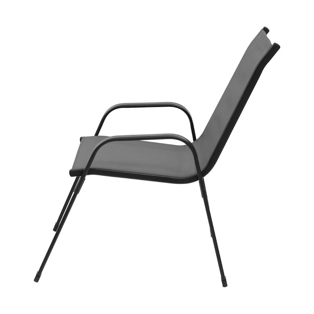 Gardeon 2PC Outdoor Dining Chairs Stackable Lounge Chair Patio Furniture Grey Awezingly