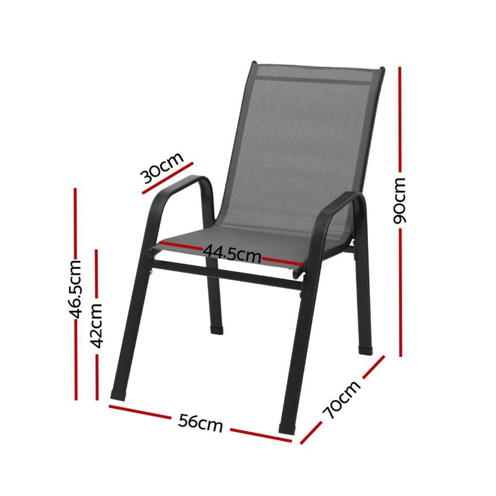 Gardeon 4PC Outdoor Dining Chairs Stackable Lounge Chair Patio Furniture Grey Awezingly