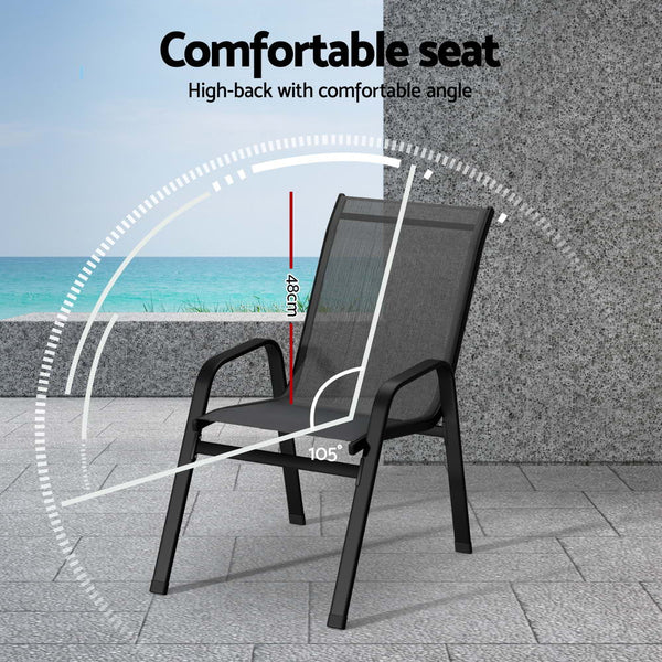 Gardeon 4PC Outdoor Dining Chairs Stackable Lounge Chair Patio Furniture Grey Awezingly