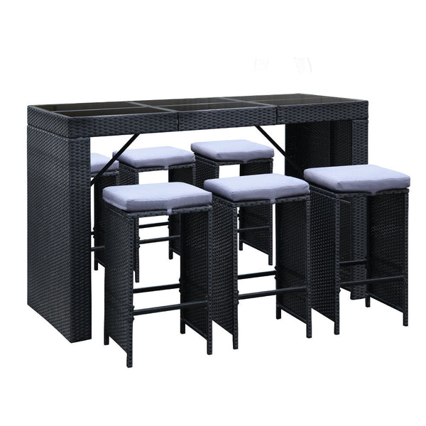 Gardeon 7 Piece Outdoor Dining Table Set - Black Gardeon