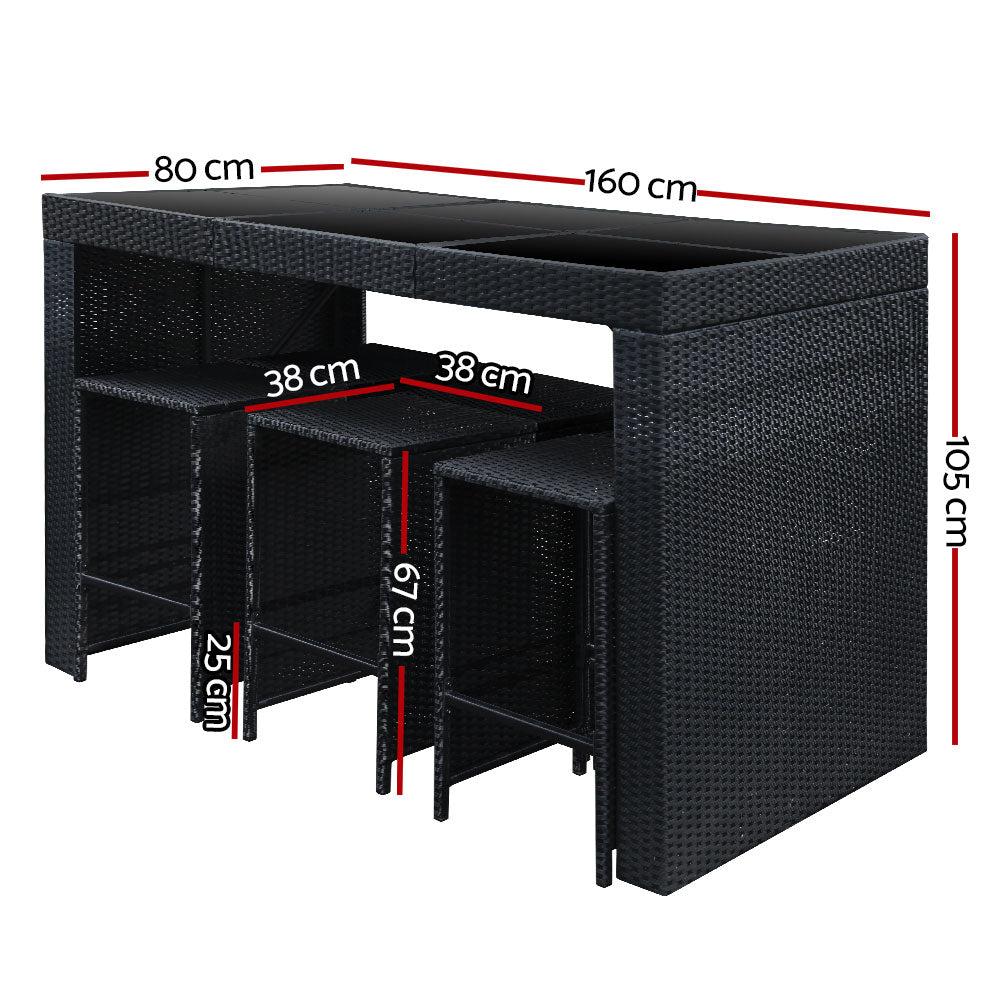 Gardeon 7 Piece Outdoor Dining Table Set - Black Gardeon