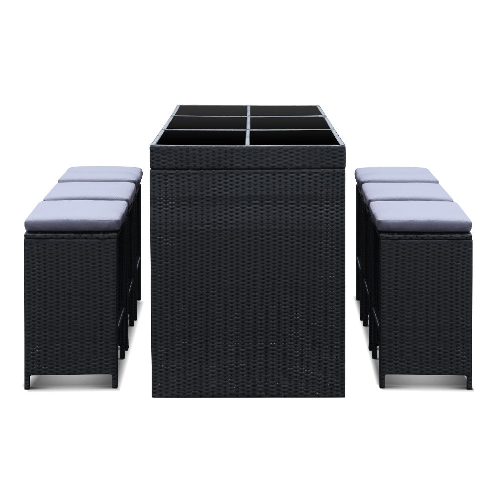 Gardeon 7 Piece Outdoor Dining Table Set - Black Gardeon