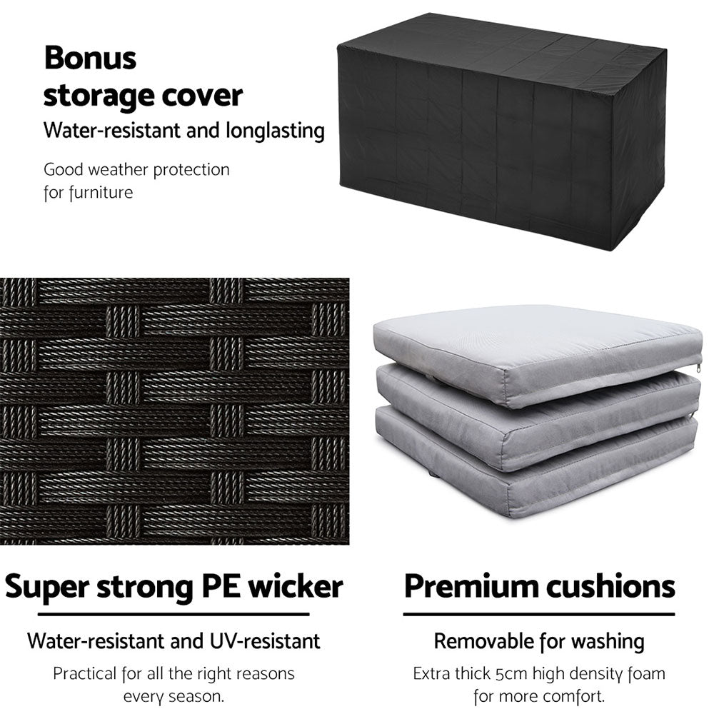 Gardeon 7 Piece Outdoor Dining Table Set - Black Gardeon