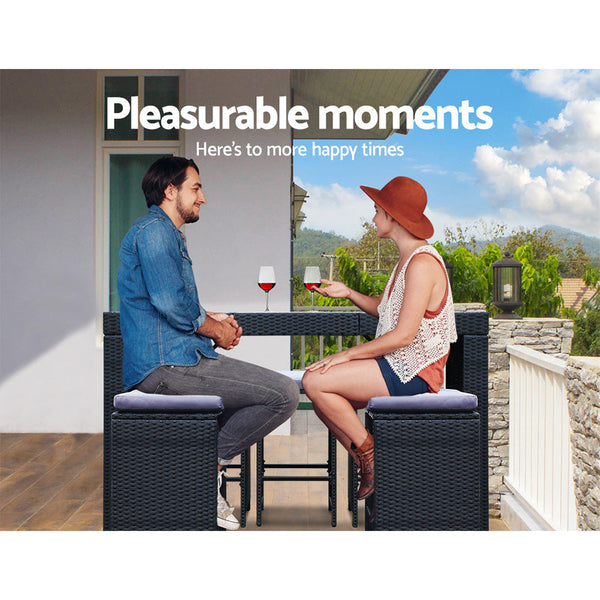 Gardeon 7 Piece Outdoor Dining Table Set - Black Gardeon