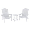Gardeon Outdoor Table and Chairs HDPE Adirondack Beach Chair Sun Lounge Patio Furniture Garden White