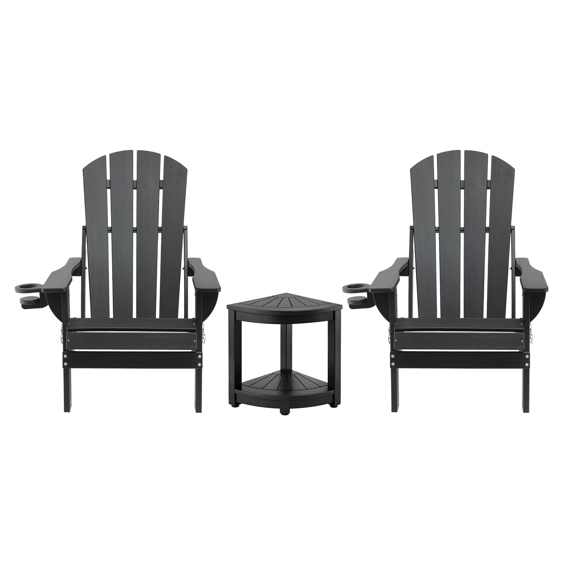 Gardeon Outdoor Table and Chairs HDPE Folding Adirondack Beach Chair Patio Furniture Black Awezingly