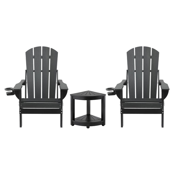 Gardeon Outdoor Table and Chairs HDPE Folding Adirondack Beach Chair Patio Furniture Black Awezingly