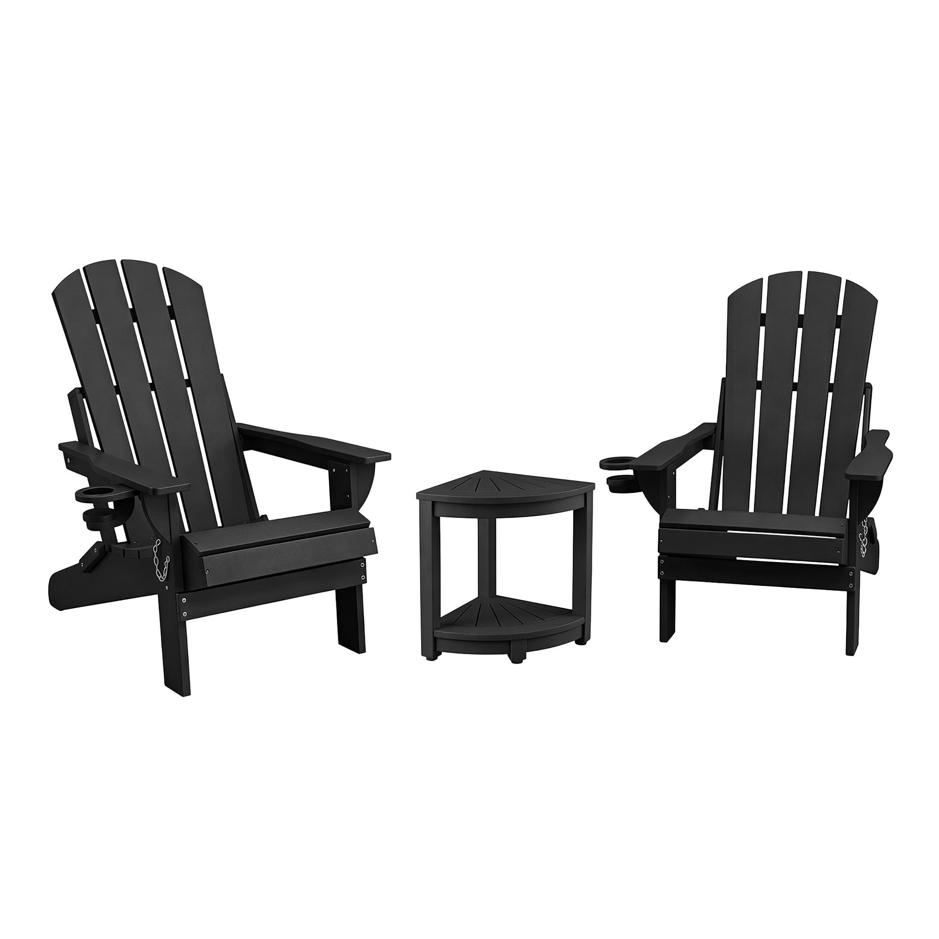 Gardeon Outdoor Table and Chairs HDPE Folding Adirondack Beach Chair Patio Furniture Black Awezingly