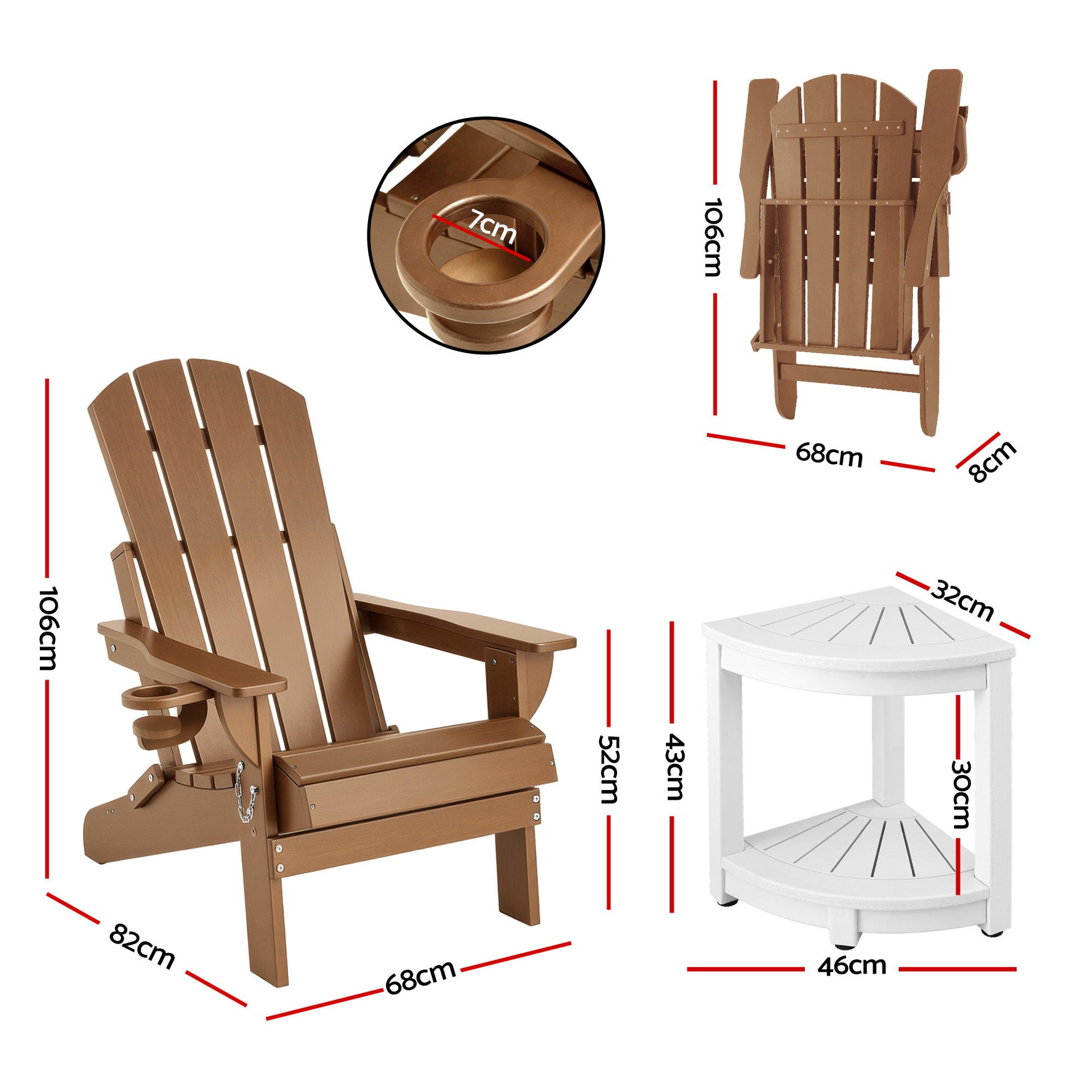 Gardeon Outdoor Table and Chairs HDPE Folding Adirondack Beach Chair Patio Furniture Awezingly
