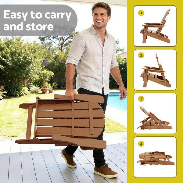 Gardeon Outdoor Table and Chairs HDPE Folding Adirondack Beach Chair Patio Furniture Awezingly