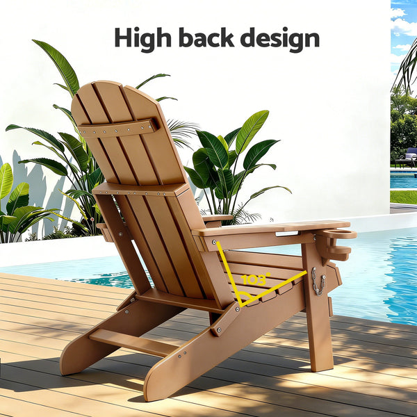 Gardeon Outdoor Table and Chairs HDPE Folding Adirondack Beach Chair Patio Furniture Awezingly