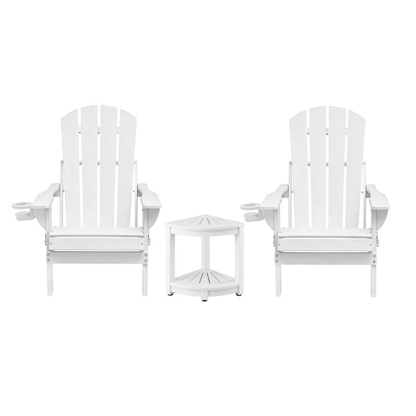 Gardeon Outdoor Table and Chairs HDPE Folding Adirondack Beach Chair Patio Furniture White Awezingly