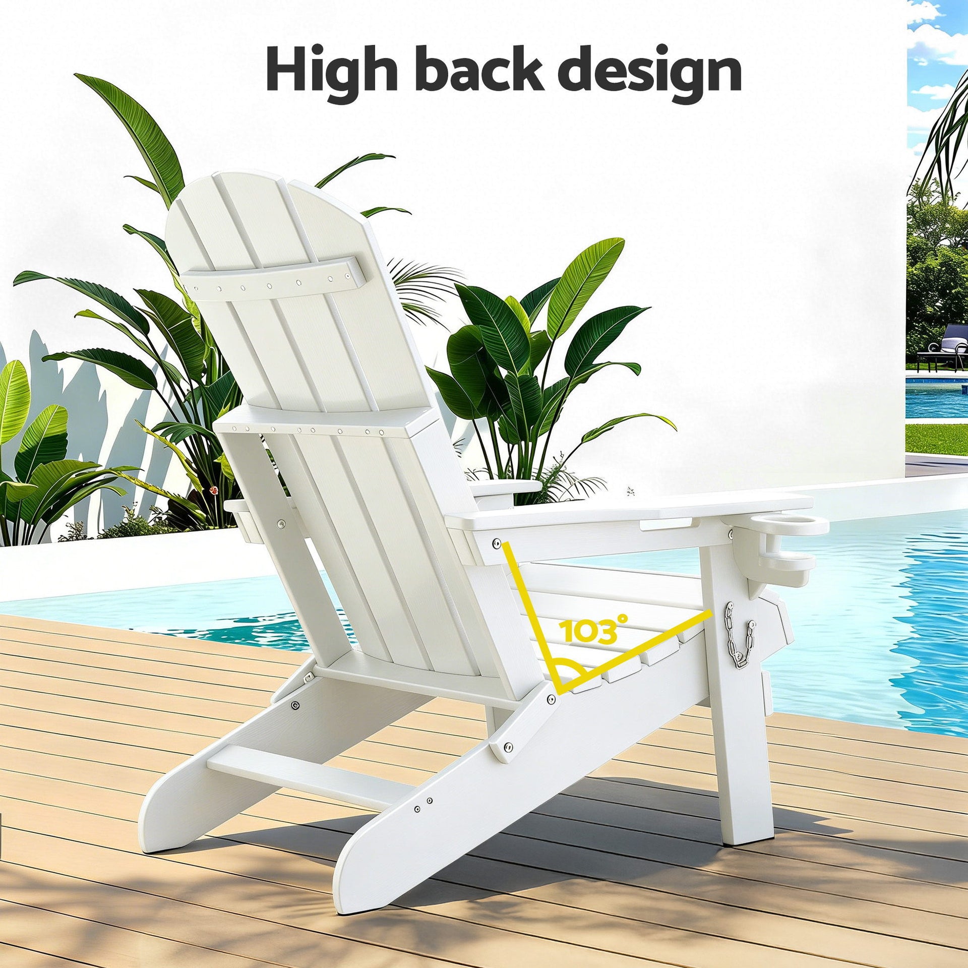 Gardeon Outdoor Table and Chairs HDPE Folding Adirondack Beach Chair Patio Furniture White Awezingly