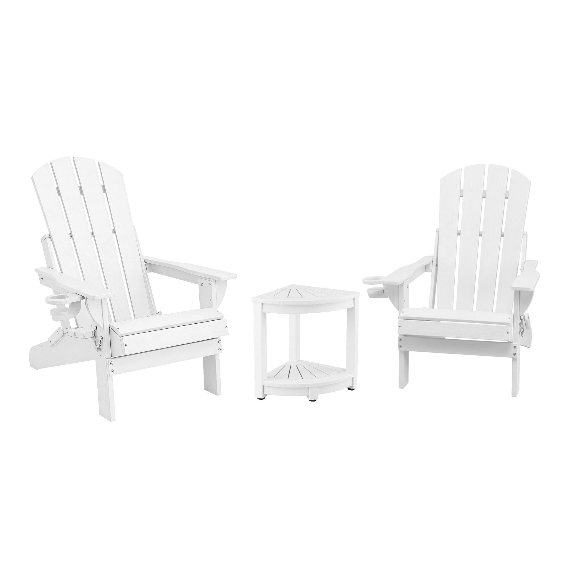Gardeon Outdoor Table and Chairs HDPE Folding Adirondack Beach Chair Patio Furniture White Awezingly