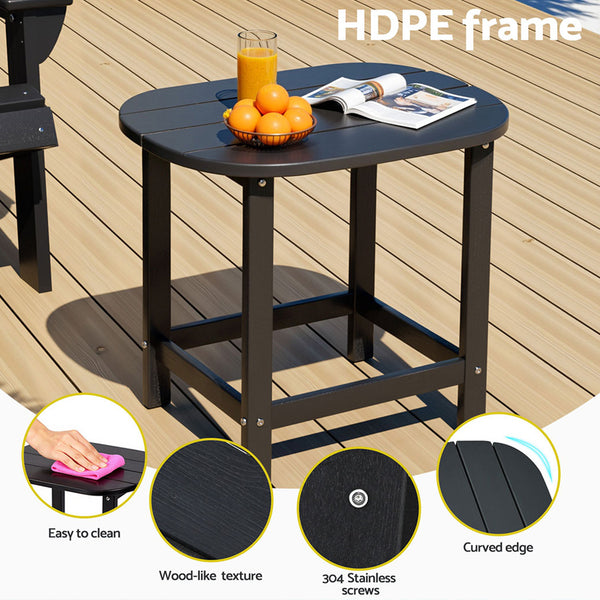 Gardeon Outdoor Coffee Side Table HDPE Desk Patio Furniture Camping Garden Black Gardeon