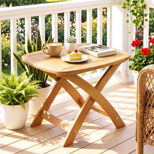 Gardeon Outdoor Coffee Side Table HDPE Desk Indoor Patio Furniture Garden Natural Awezingly