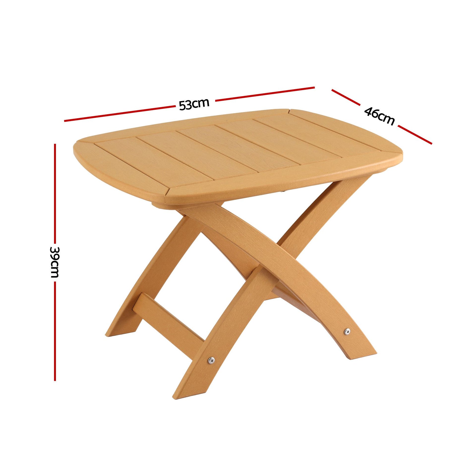Gardeon Outdoor Coffee Side Table HDPE Desk Indoor Patio Furniture Garden Natural Awezingly