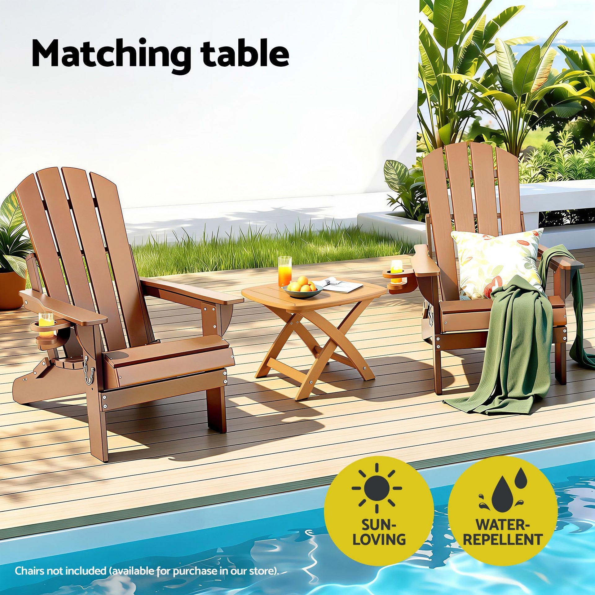Gardeon Outdoor Coffee Side Table HDPE Desk Indoor Patio Furniture Garden Natural Awezingly
