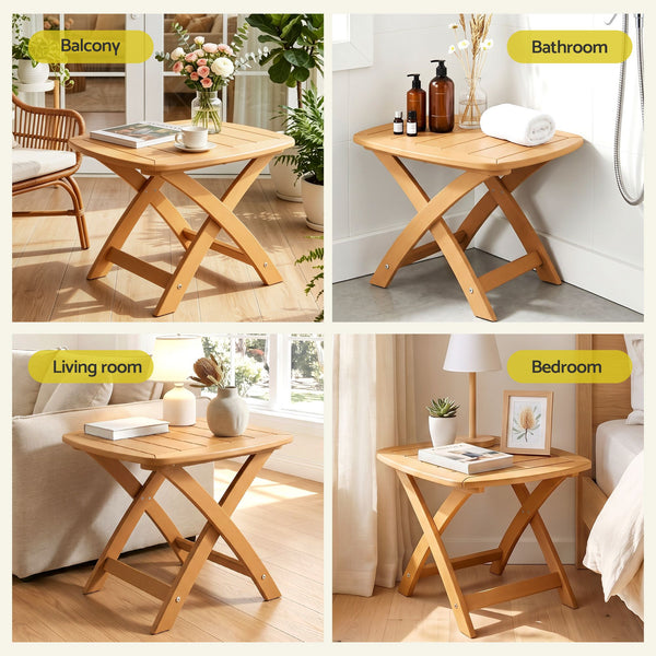Gardeon Outdoor Coffee Side Table HDPE Desk Indoor Patio Furniture Garden Natural Awezingly
