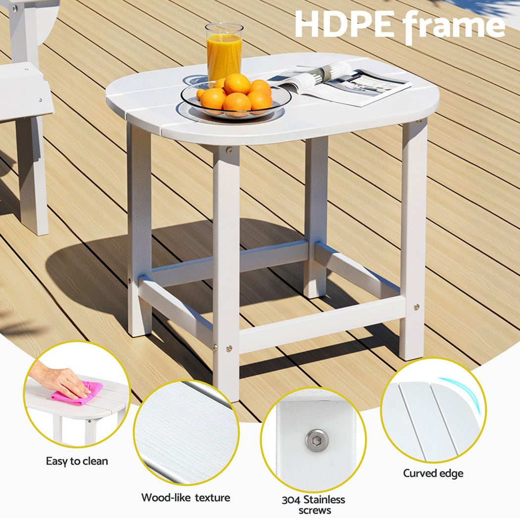 Gardeon Outdoor Coffee Side Table HDPE Desk Patio Furniture Camping Garden White Gardeon