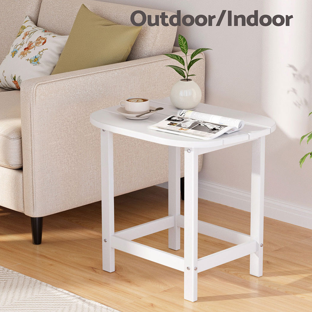 Gardeon Outdoor Coffee Side Table HDPE Desk Patio Furniture Camping Garden White Gardeon