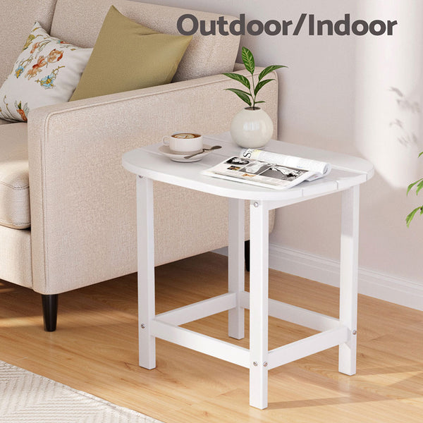 Gardeon Outdoor Coffee Side Table HDPE Desk Patio Furniture Camping Garden White Gardeon