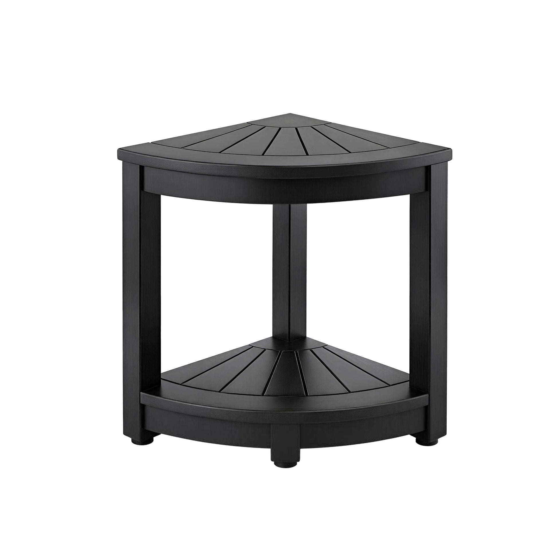 Gardeon Outdoor Coffee Side Table HDPE Desk Corner Shower Stool Bench Seat with Storage Shelf Black Awezingly