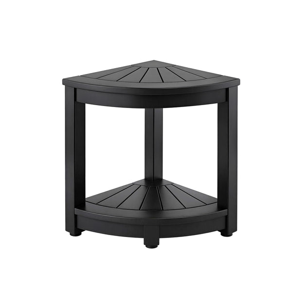 Gardeon Outdoor Coffee Side Table HDPE Desk Corner Shower Stool Bench Seat with Storage Shelf Black Awezingly
