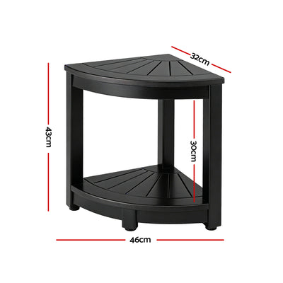 Gardeon Outdoor Coffee Side Table HDPE Desk Corner Shower Stool Bench Seat with Storage Shelf Black