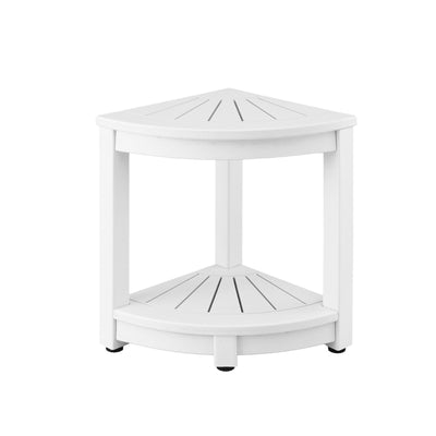 Gardeon Outdoor Coffee Side Table HDPE Desk Corner Shower Stool Bench Seat with Storage Shelf White