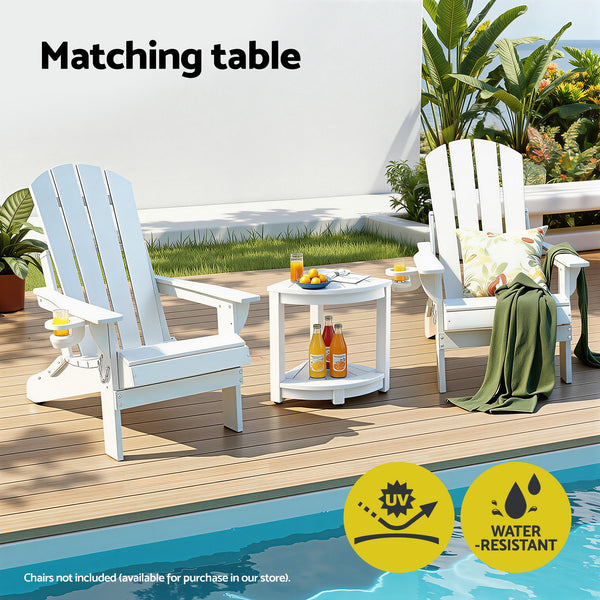 Gardeon Outdoor Coffee Side Table HDPE Desk Corner Shower Stool Bench Seat with Storage Shelf White Awezingly