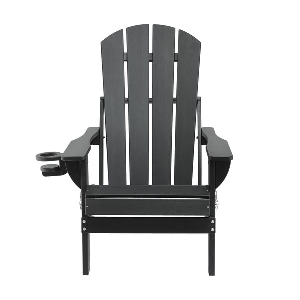 Gardeon Outdoor Chairs Folding Adirondack Beach Chair HDPE Sun Lounge Patio Furniture Garden Black Awezingly