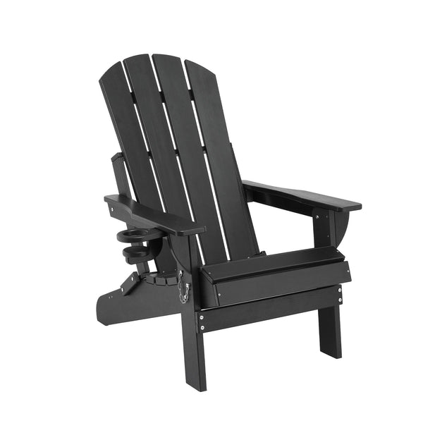 Gardeon Outdoor Chairs Folding Adirondack Beach Chair HDPE Sun Lounge Patio Furniture Garden Black Awezingly