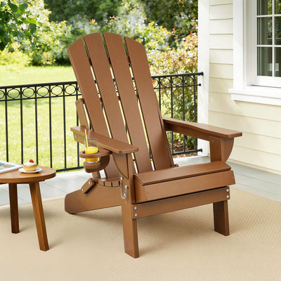 Gardeon Outdoor Chairs Folding Adirondack Beach Chair HDPE Sun Lounge Patio Furniture Garden Brown