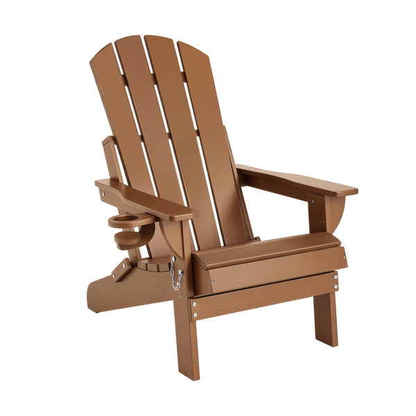 Gardeon Outdoor Chairs Folding Adirondack Beach Chair HDPE Sun Lounge Patio Furniture Garden Brown Awezingly