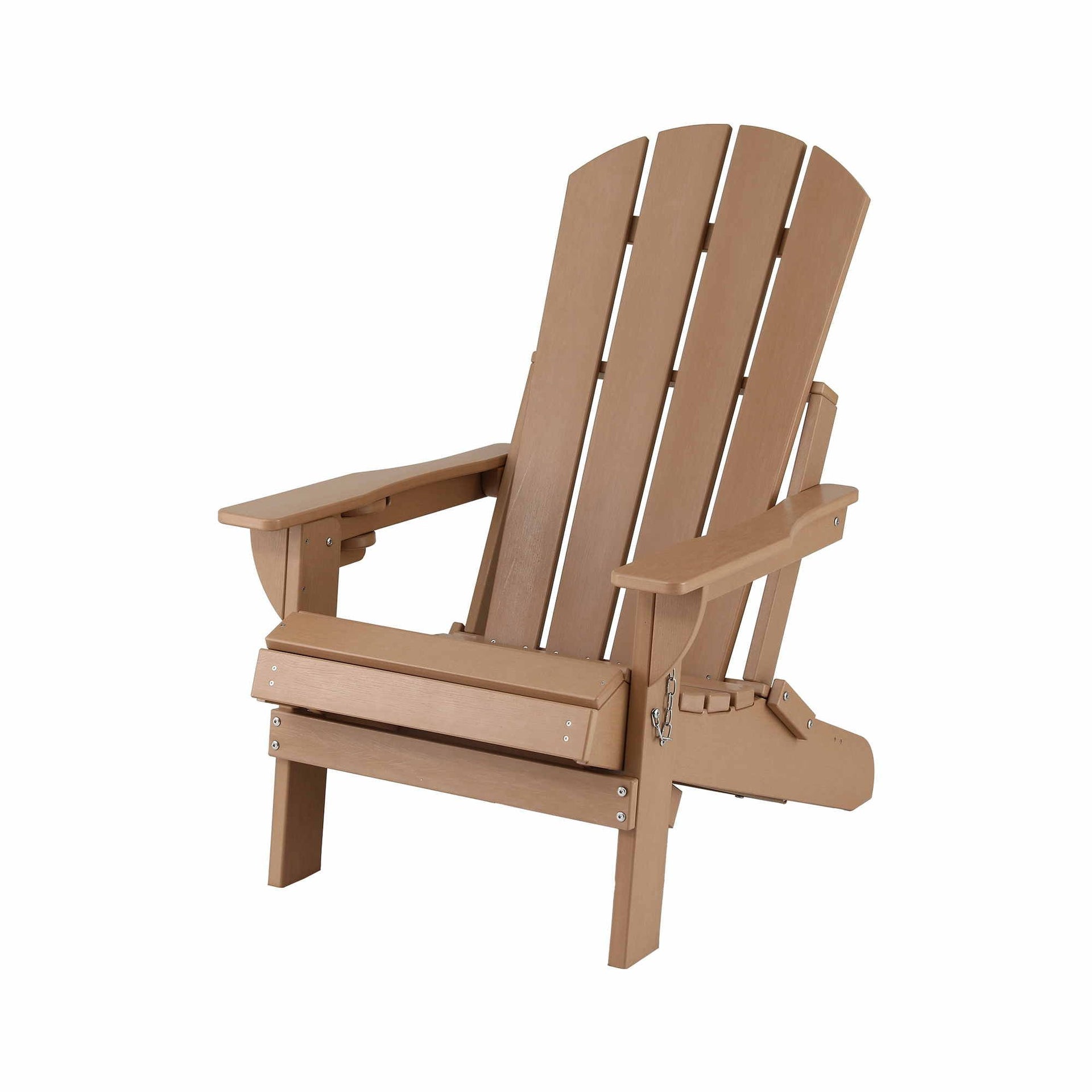 Gardeon Folding Sun Lounger Adirondack Chair Outdoor Lounge Setting HDPE Recliner Footrest Khaki Awezingly