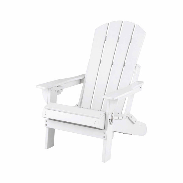 Gardeon Folding Sun Lounger Adirondack Chair Outdoor Lounge Setting HDPE Recliner Footrest White Awezingly