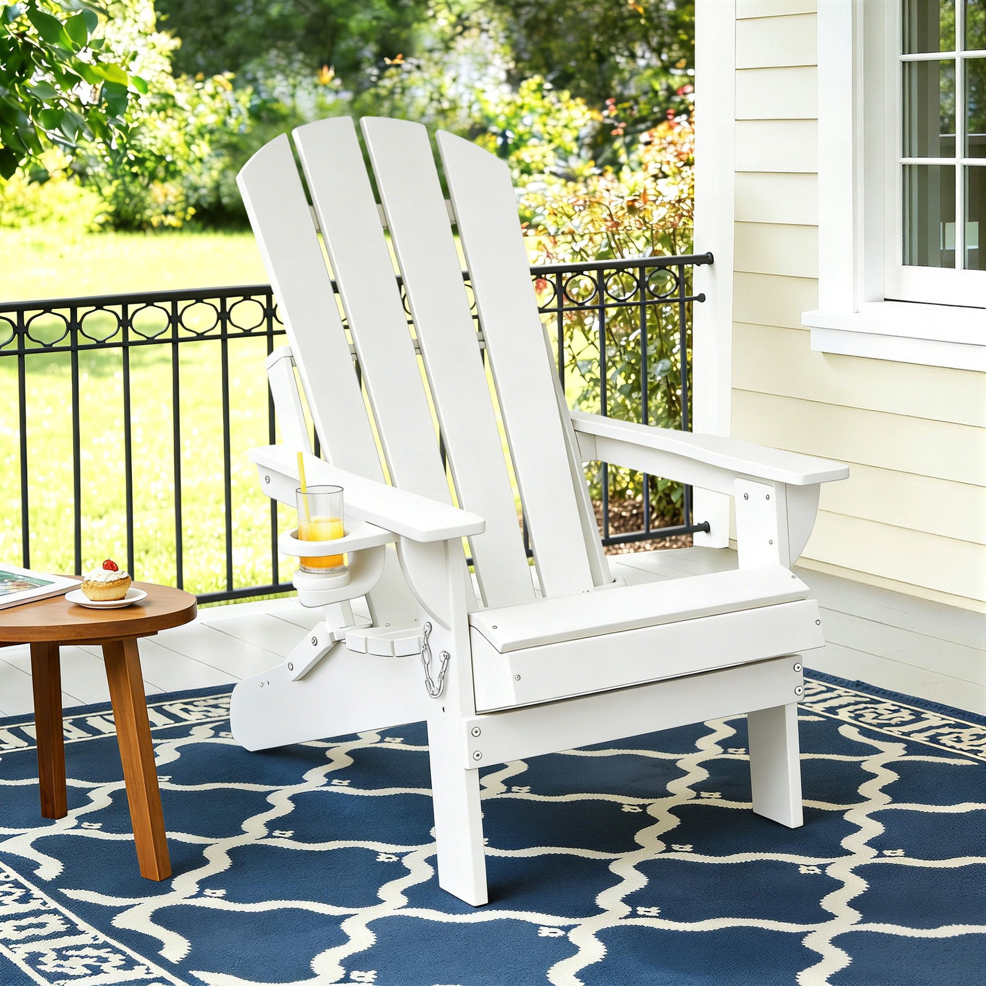 Gardeon Outdoor Chairs Folding Adirondack Beach Chair HDPE Sun Lounge Patio Furniture Garden White Awezingly