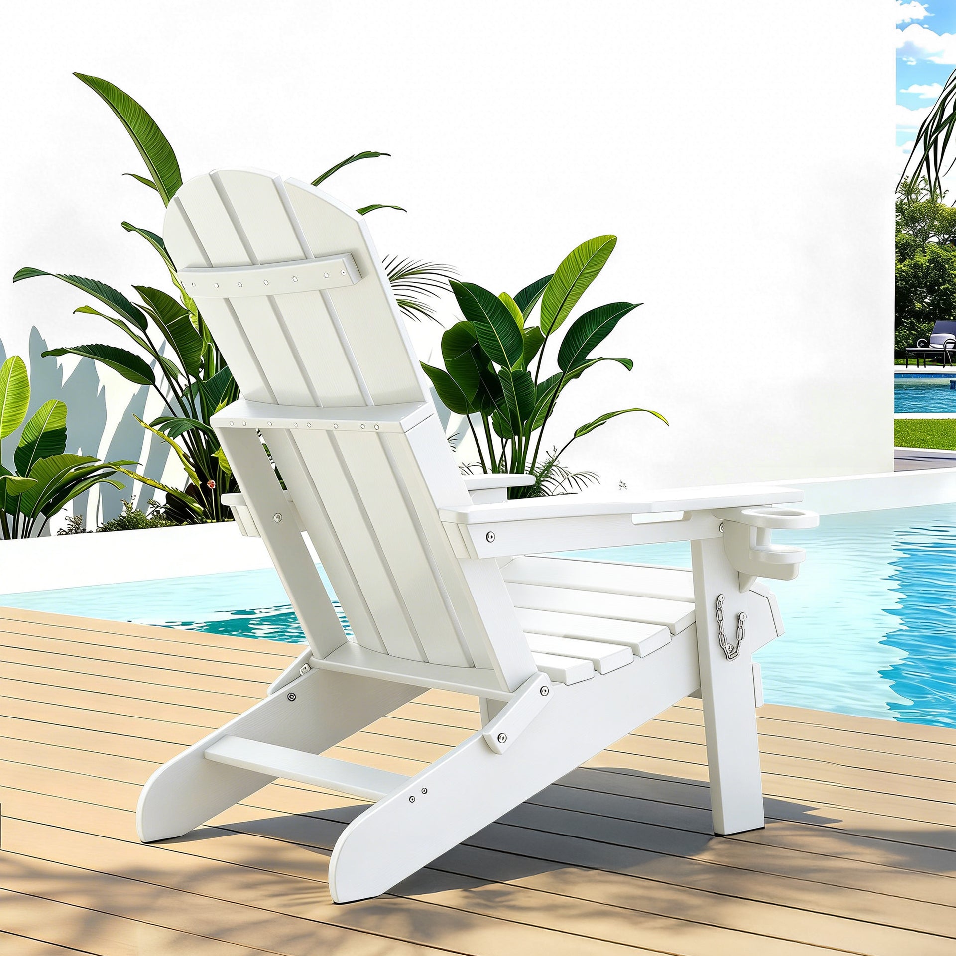 Gardeon Outdoor Chairs Folding Adirondack Beach Chair HDPE Sun Lounge Patio Furniture Garden White Awezingly