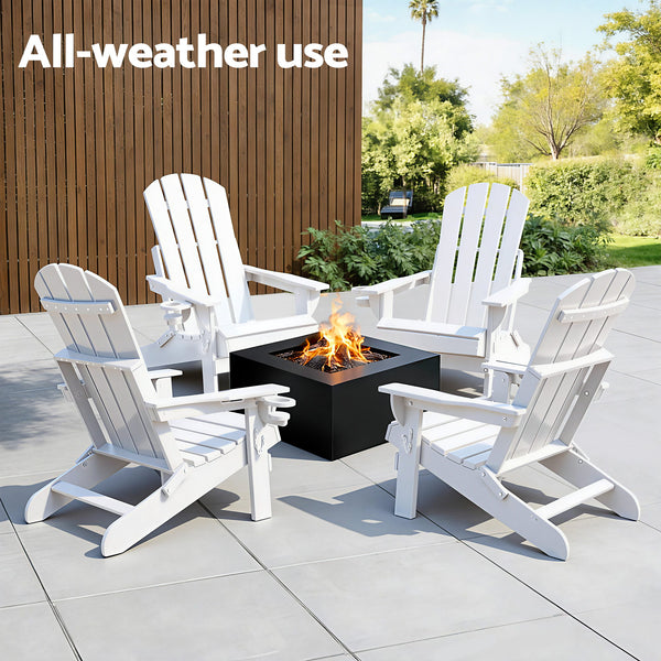 Gardeon Outdoor Chairs Folding Adirondack Beach Chair HDPE Sun Lounge Patio Furniture Garden White Awezingly