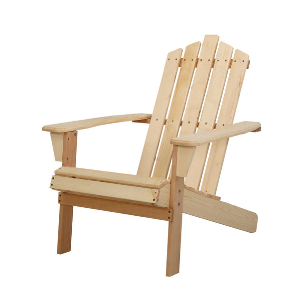 Gardeon Outdoor Sun Lounge Beach Chairs Table Setting Wooden Adirondack Patio Chair Light Wood Tone Gardeon