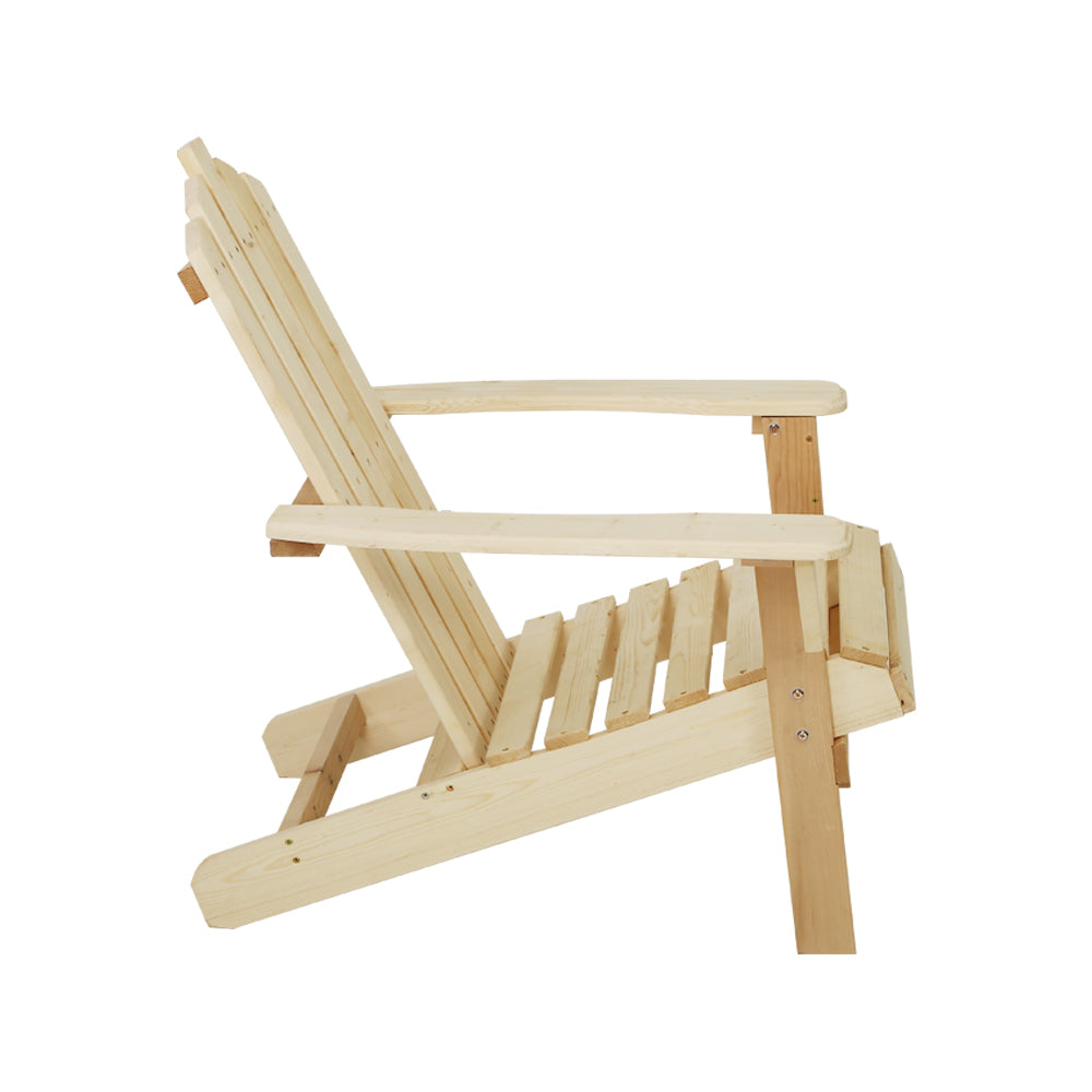 Gardeon Outdoor Sun Lounge Beach Chairs Table Setting Wooden Adirondack Patio Chair Light Wood Tone Gardeon