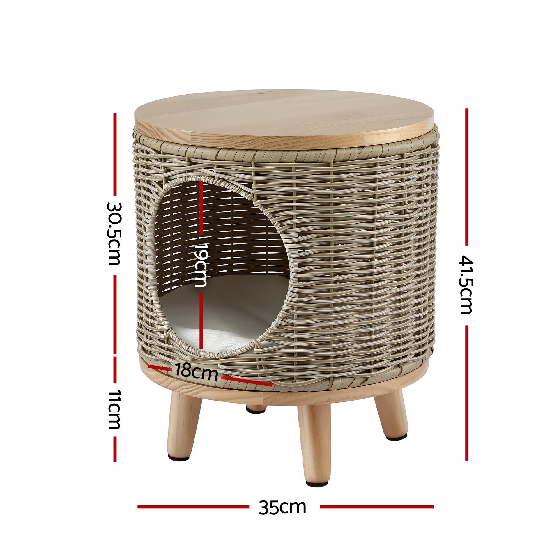 Gardeon Coffee Side Table Wicker Steel Desk Pet Bed Storage Outdoor Furniture Awezingly